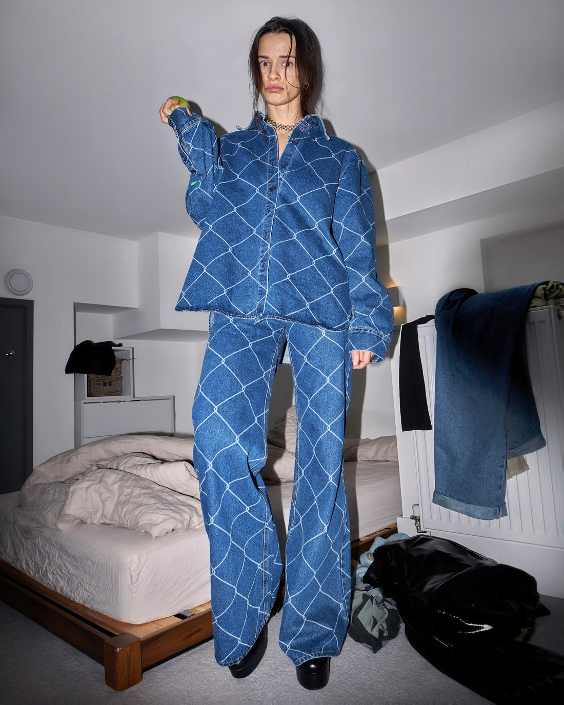 Rabitz Print Denim Shirt