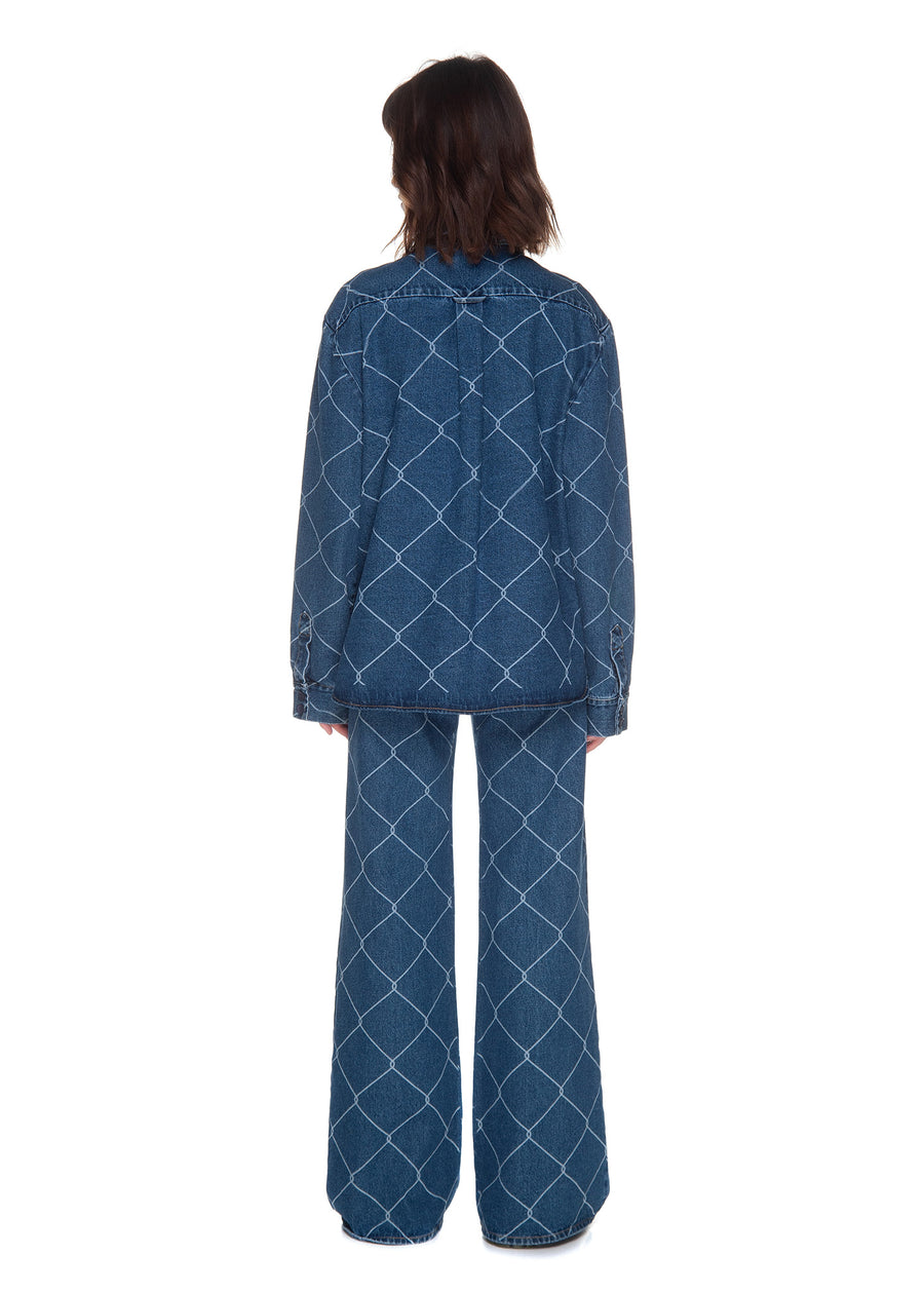 Rabitz Print Denim Shirt