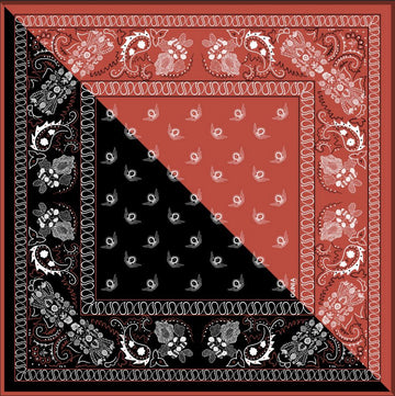Silk bandana in red & black