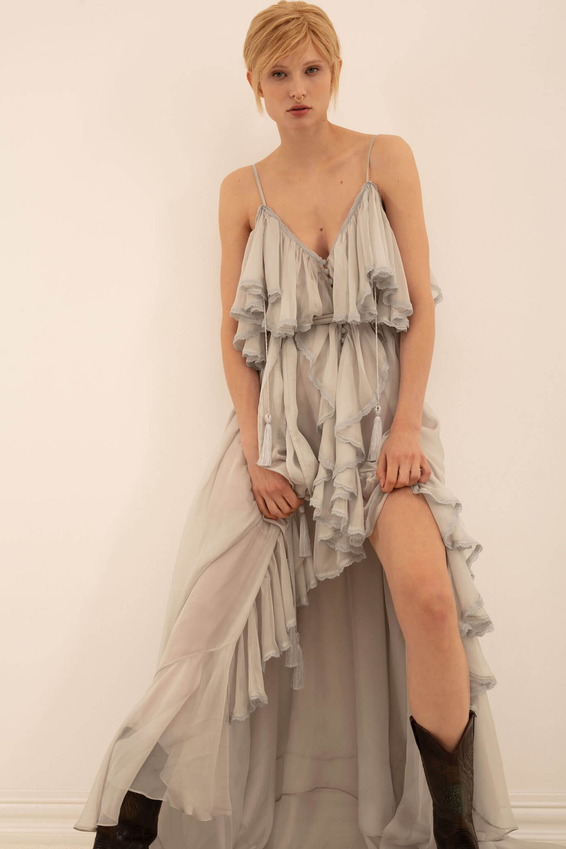 San Francisco Maxi Dress in Pearl Grey