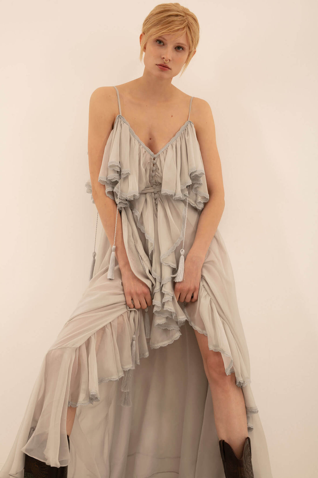 San Francisco Maxi Dress in Pearl Grey
