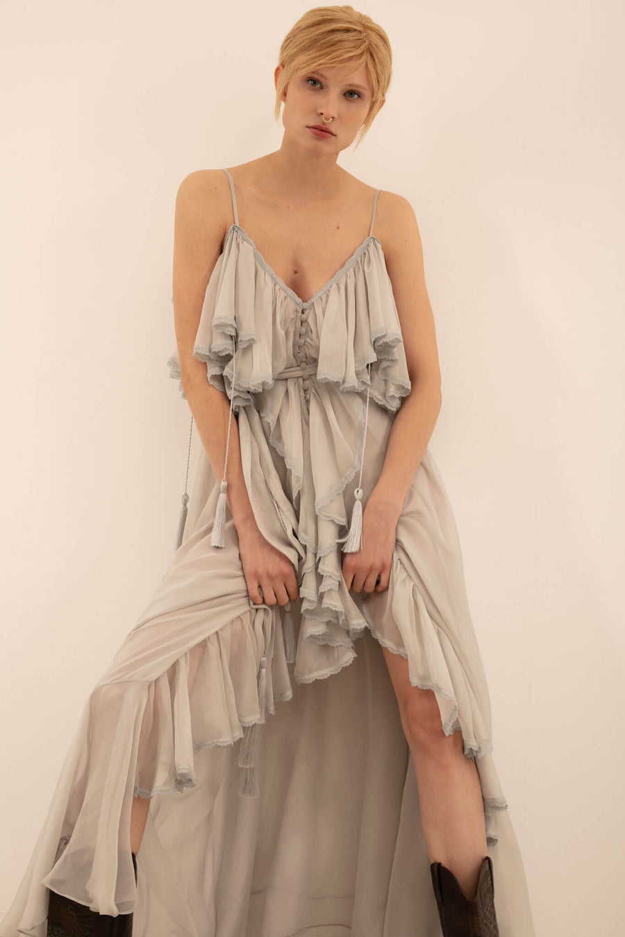 San Francisco Maxi Dress in Pearl Grey